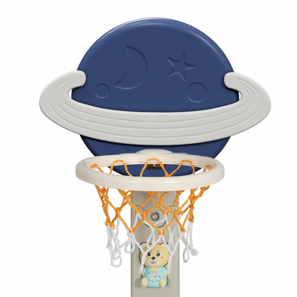 Keezi Kids Basketball Hoop Stand Adjustable 6-In-1 Sports Center Toys Set Blue