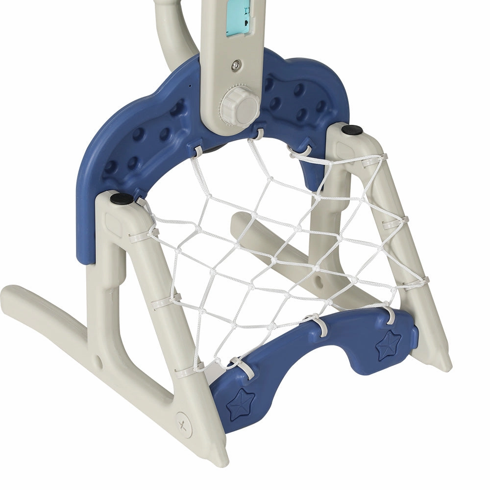 Keezi Kids Basketball Hoop Stand Adjustable 6-In-1 Sports Center Toys Set Blue