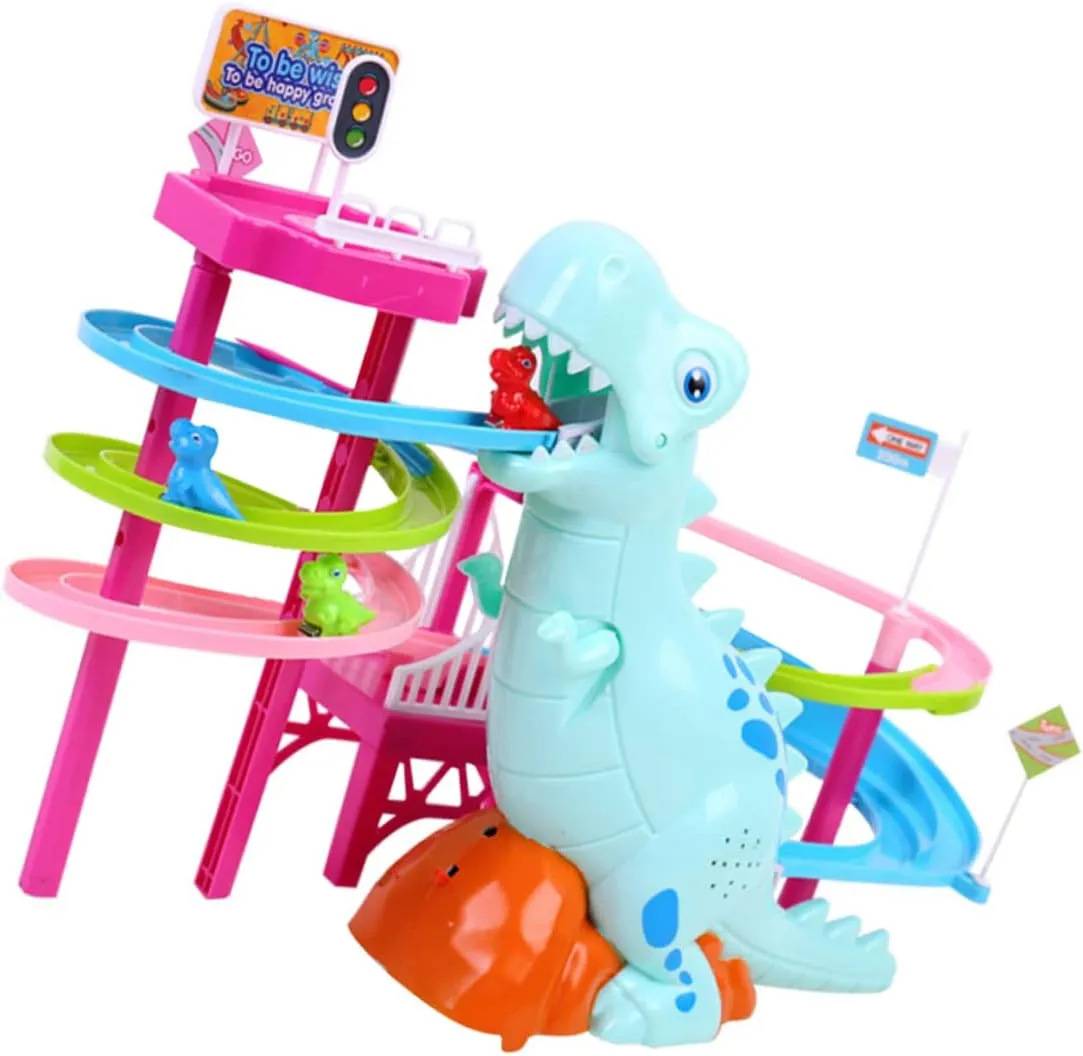 KICHOUSE 1Set Dinosaur Climbing Stairs with Electric Music Function Creative Race Track Playthings for Safe for Ages Engaging Parent Activity Birthday Present Idea