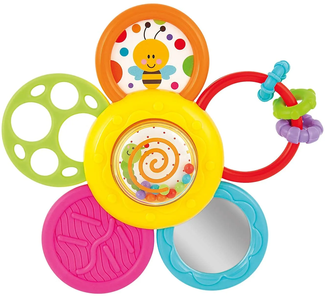 KiddoLab Spin & Rattle Teether Toy for Babies 6-12 Months – Sensory Baby Teether for Soothing Gums, Relaxation & Sleep – Fun Infant Toy to Develop Fine Motor Skills, Hand-Eye Coordination – BPA-Free