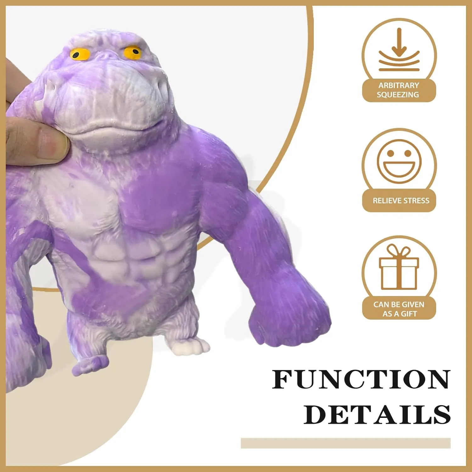 Kids and Adults Stretchy Squishy Monkey Squeeze Toy Funny Gorilla Squishy Toy Stress Relief and Sensory Decompression Toy,Purple