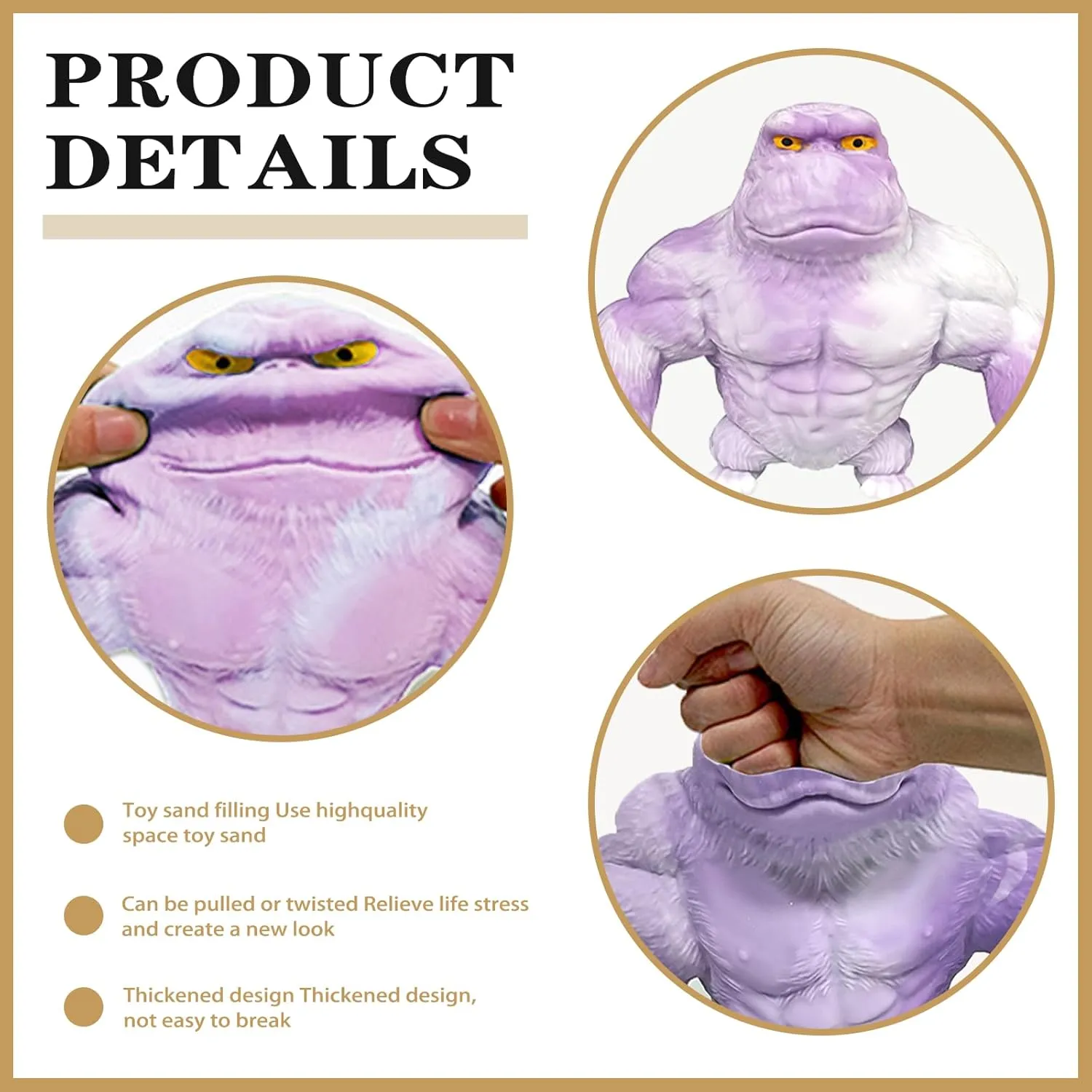 Kids and Adults Stretchy Squishy Monkey Squeeze Toy Funny Gorilla Squishy Toy Stress Relief and Sensory Decompression Toy,Purple