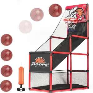Kids Arcade Basketball Game Set with 5 Inflatable Balls,Indoor Outdoor Sports Toys,Basketball Hoop for Kids,Children's Basketball Stand,Easy Set Up Ideal for Games and Competition