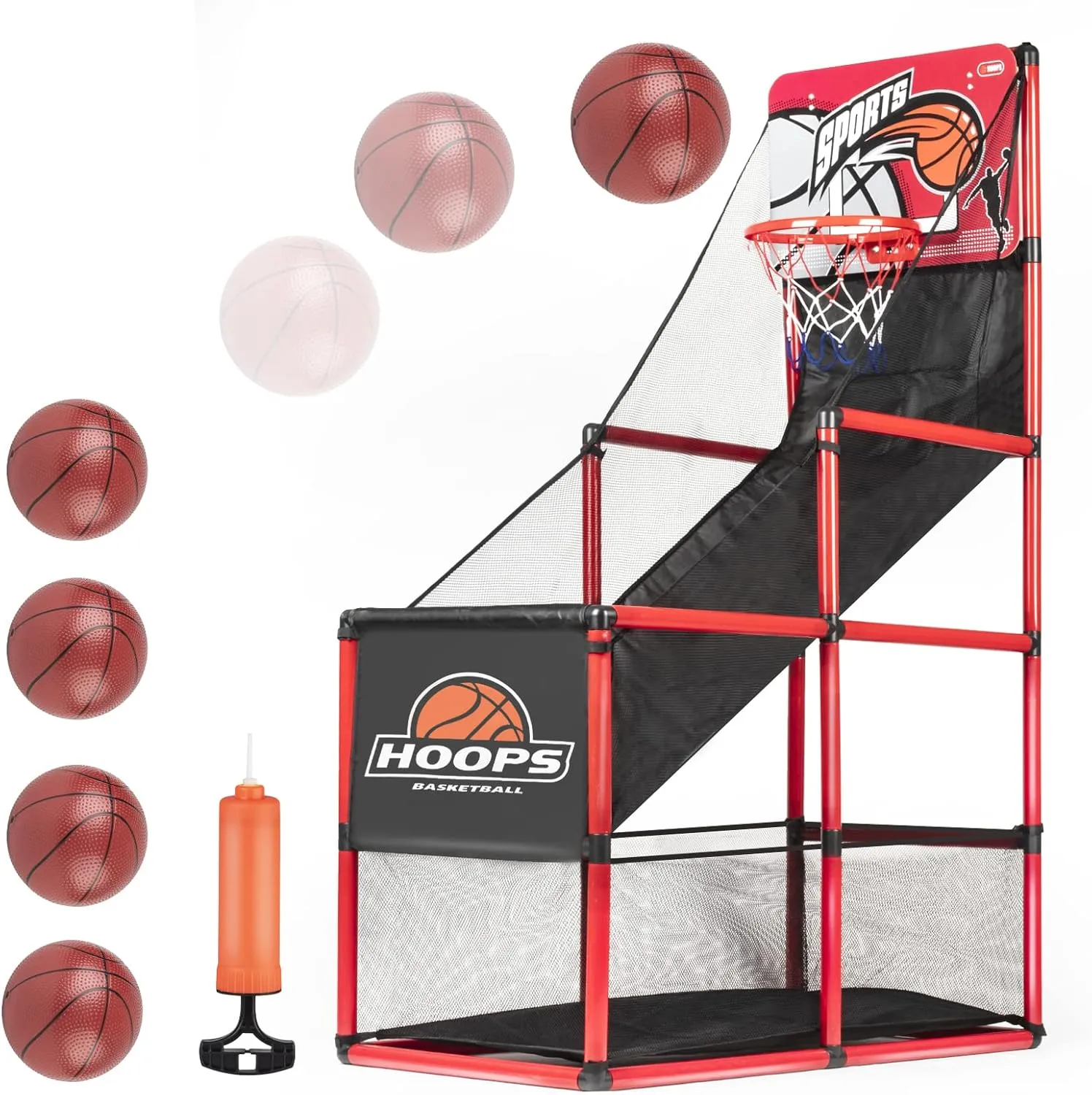 Kids Arcade Basketball Game Set with 5 Inflatable Balls,Indoor Outdoor Sports Toys,Basketball Hoop for Kids,Children's Basketball Stand,Easy Set Up Ideal for Games and Competition