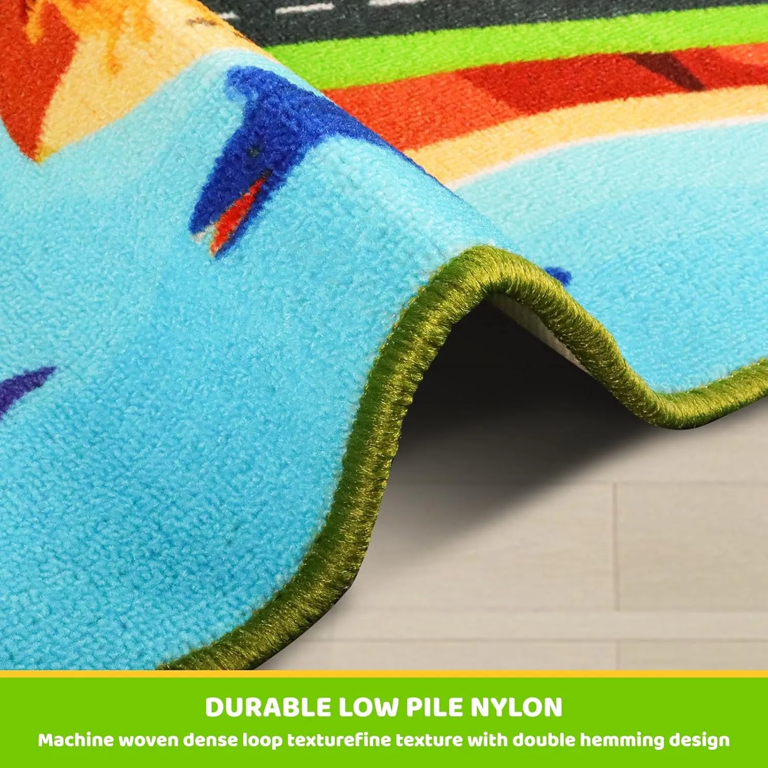 Kids Carpet Playmat Rug,59"X39.4" Dinosaur Car Rugs for Kids Toy Cars,Non Slip Dino Safari Road Map Kids Rug for Playroom Bedroom Boys,Kids Play Mat Road Rug,Track Rug Car Play Carpet for Kids