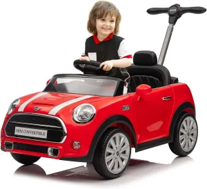 Kids Push Car, Ride On Car, Licensed MINI Cooper Toddler Push Car Toy with Adjustable Push Rod, Horn Music, Seat Belt,Silent Wheels - Ideal Stroller Substitute for Kids 1-3Years Old