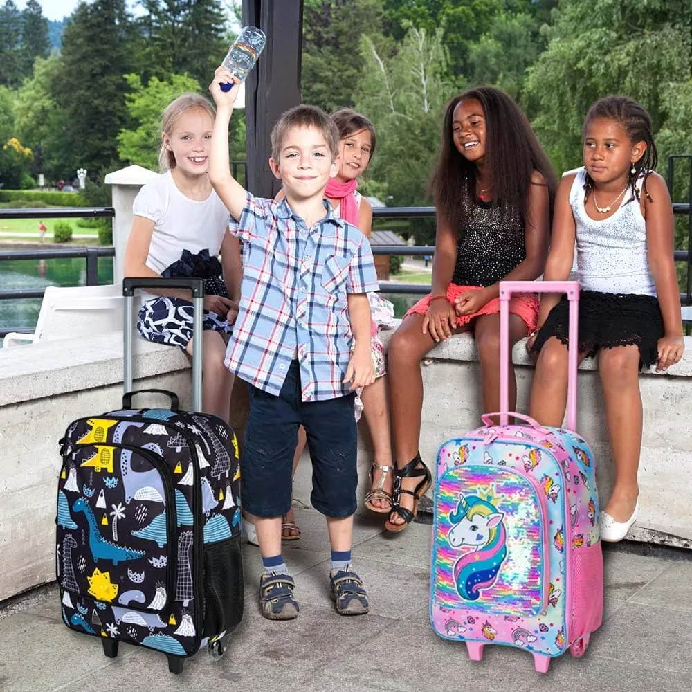 Kids Suitcase with Wheels for Girls and Boys, Rolling Carry on Luggage for Toddler Children
