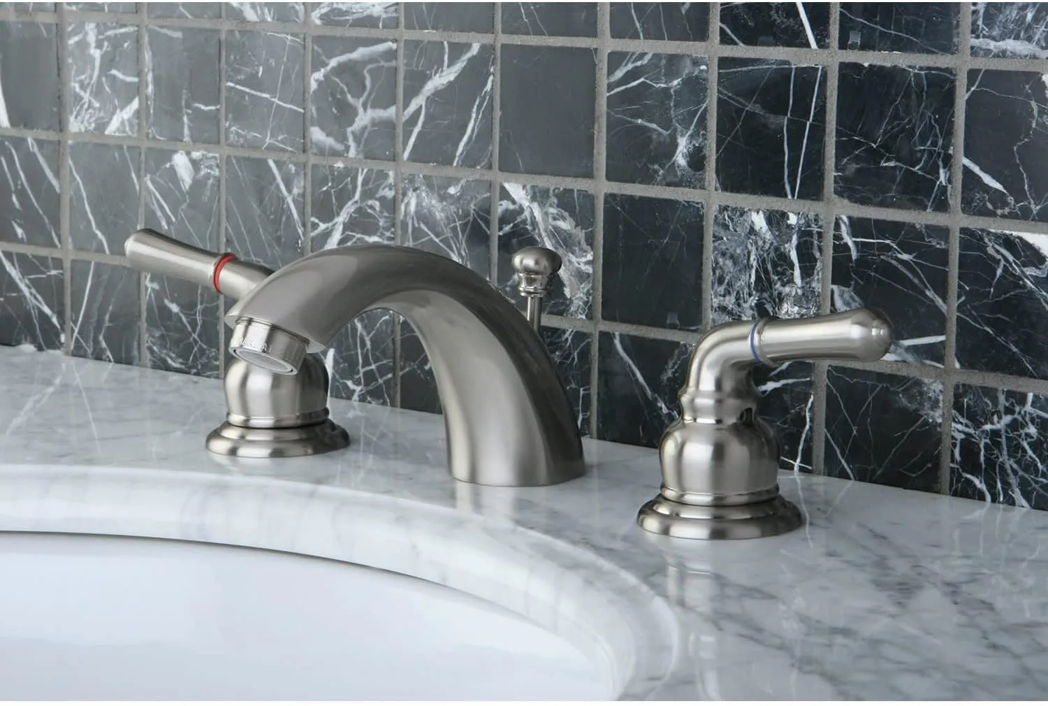 Kingston Brass KB958KL Knight Mini-Widespread Bathroom Faucet, 4-Inch Adjustable Center, Nickel