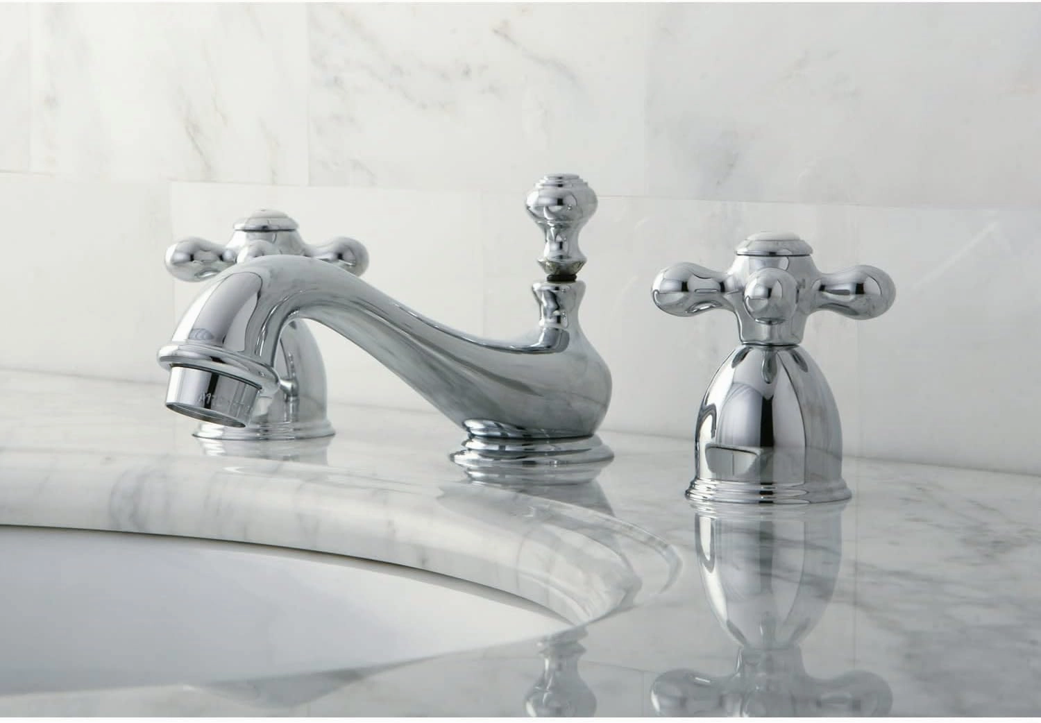 Kingston Brass KS3955AX Restoration Mini Widespread Lavatory Faucet with Metal Cross Handle, Oil Rubbed Bronze, 4-Inch Adjustable Center