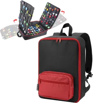 KISLANE Versatile Portable Case Ideal for 108 Matchbox Cars, Sturdy 4-Page Storage Bag with Front Pocket (Case Only) (Red)