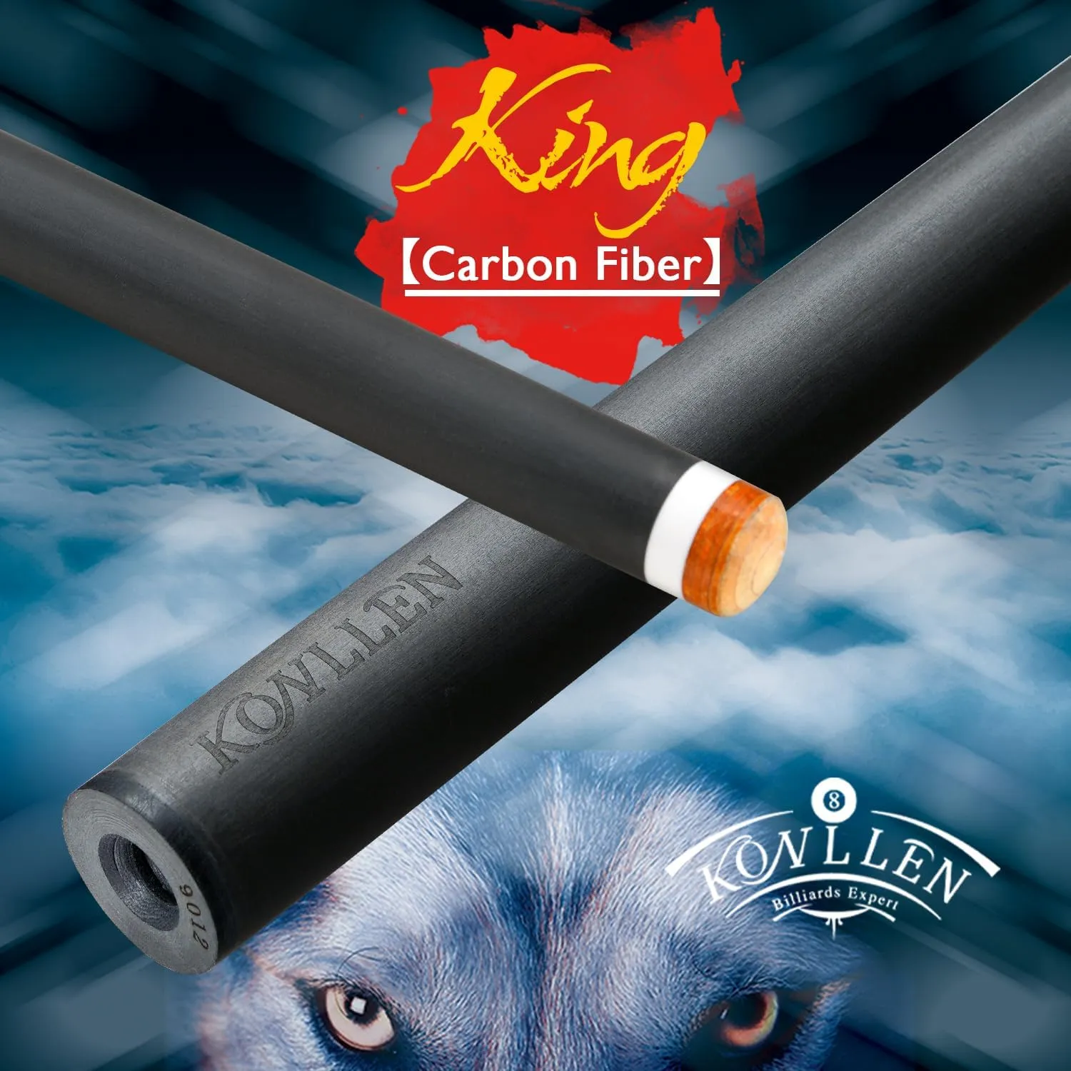 KONLLEN Carbon Fiber Pool Cue Stick Low Deflection Hand-Made Inlay Billiard Cue Ultra-Smooth Professional Feeling Billiard Pool Cue Sticks for Adults