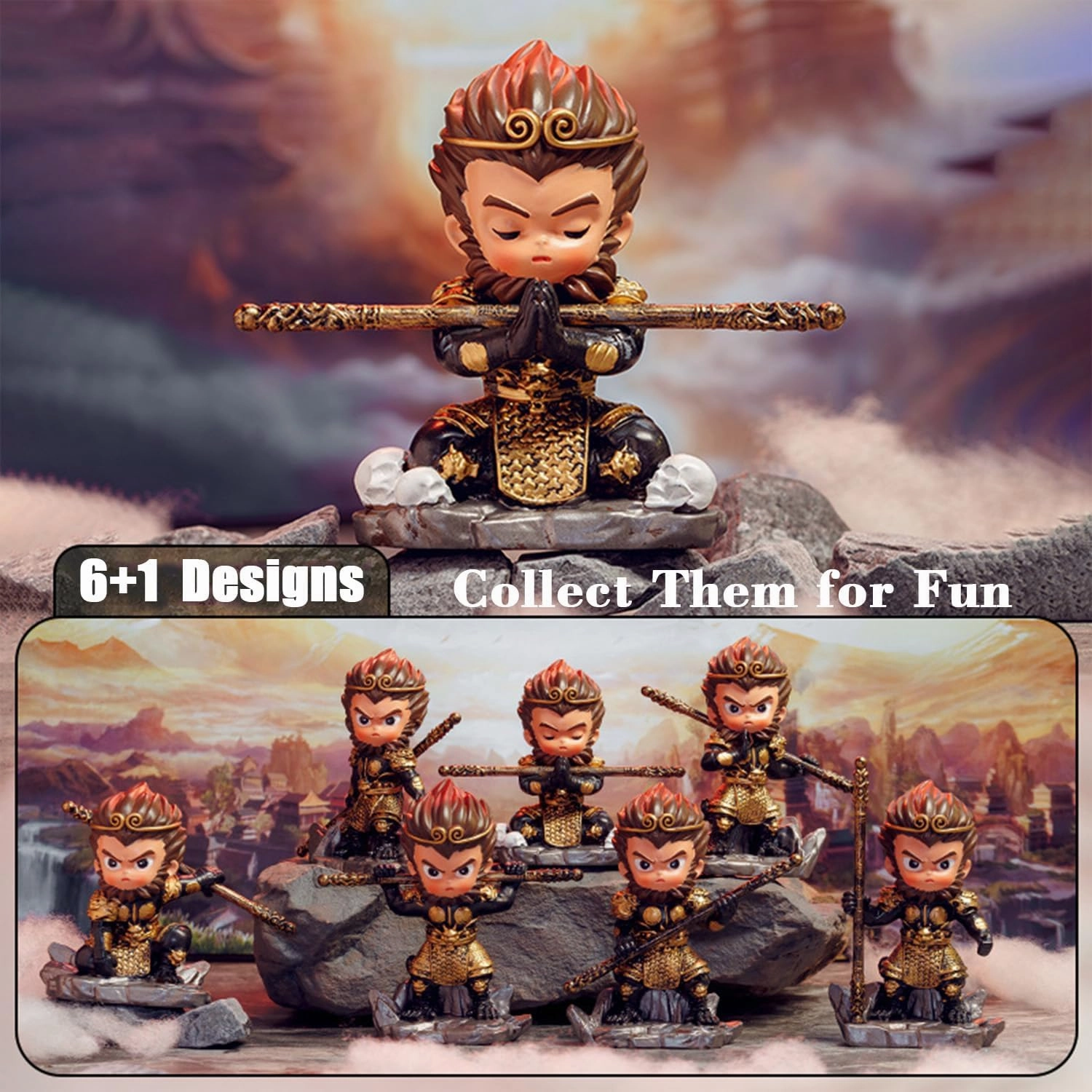KOOLIYA Black Myth Wukong Figure, The Monkey King Goku Action Figure Statue Figurine Capsule Toy Ornaments Best Gift Collection Pose-6