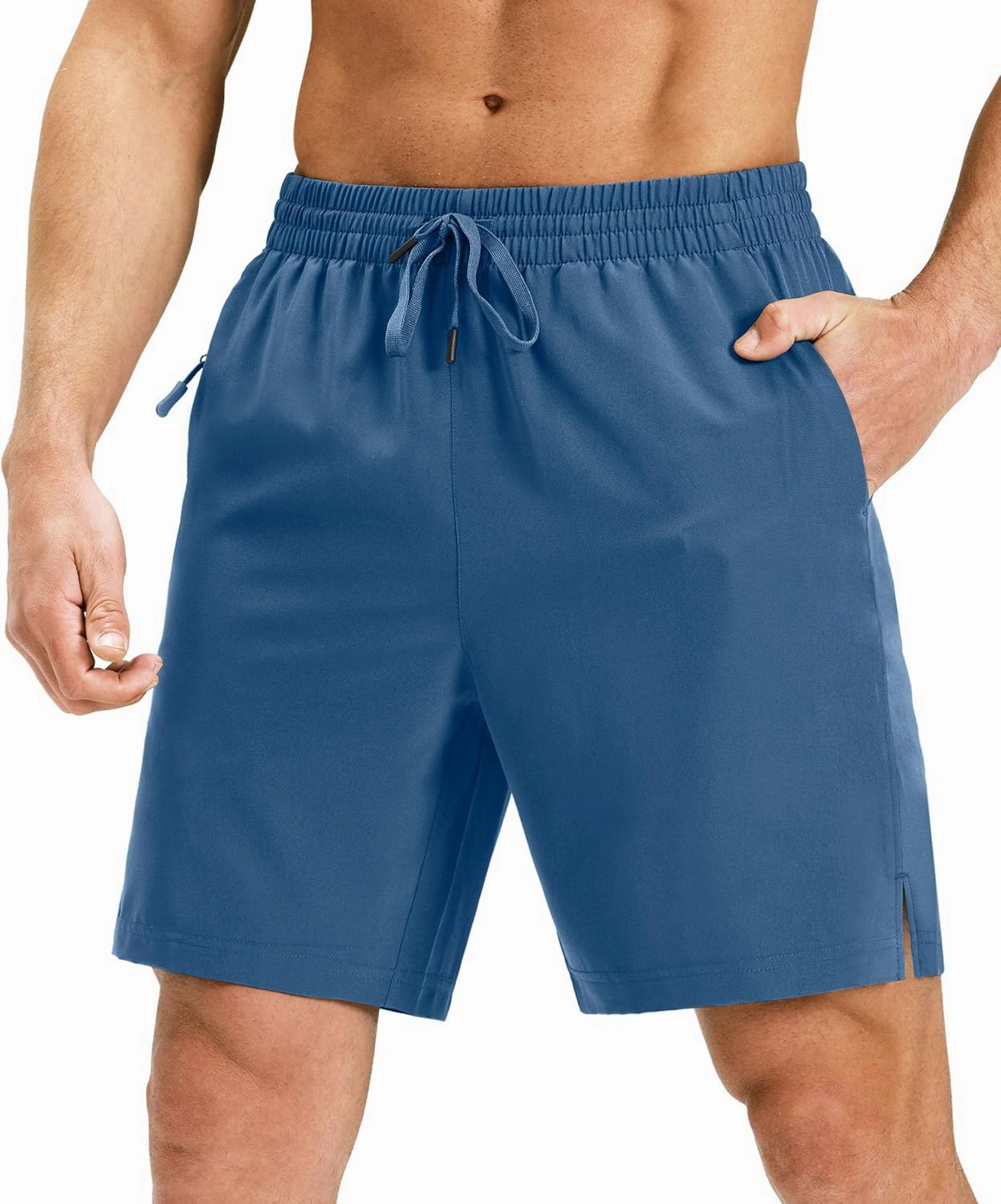 Ksmien Men's Running Shorts 7 Inch with Zipper Pockets Quick Dry Lightweight Athletic Shorts for Workout Gym Basketball