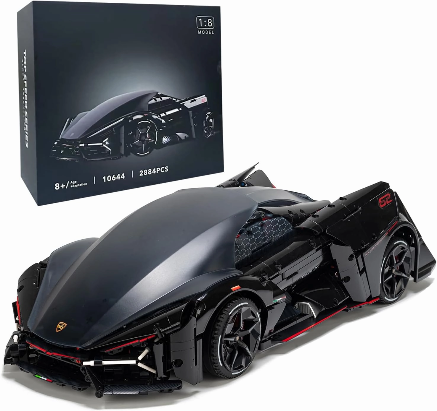 Lamb FANTAZMA Super Technic Car Model Building Kit,1:8 Scale Speed Champions Technic Sets,Display Model Set for Adult Gift Giving,Car Building Toy for Adults