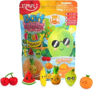 Large Fruity Surprise Bath Bomb, The Bath Bomb Contains 1 of 6 Surprise Fruit Toys to Collect, Bath Bombs Gift for Children with Surprise Inside, Collectable Gifts for Girls & Boys