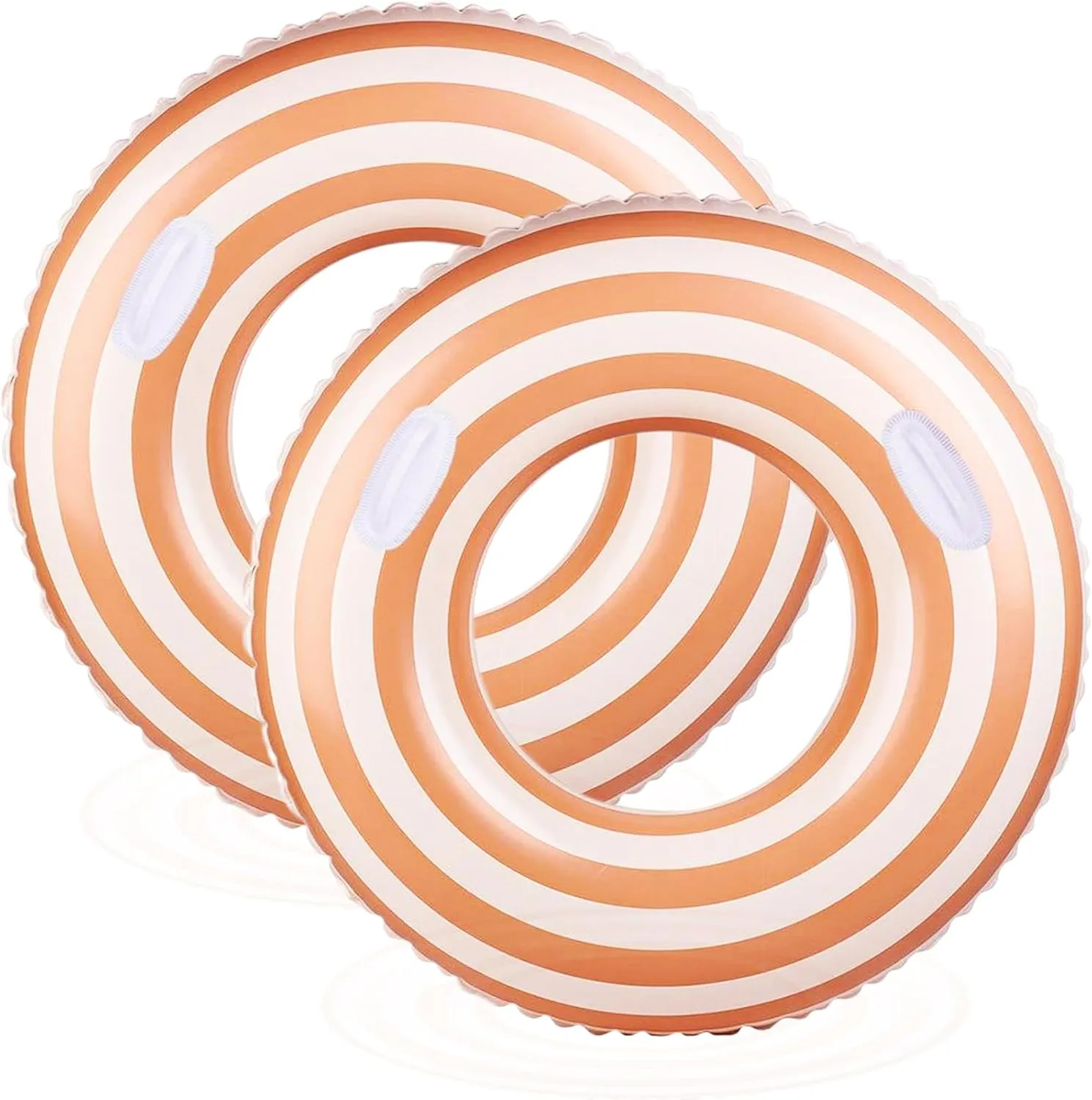 Large Striped Pool Floats- Inflatable Pool Floats for Adults- 2 Pack Striped Floaties Pool Tubes Swim Rings with Handles Inflatable Pool Float for Swimming Pool Party Lake Beach Adults