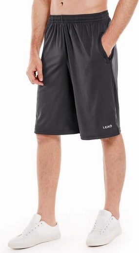 LEAO Men's Basketball Shorts with Zipper Pockets Quick Dry Loose-fit Sports Workout Running Shorts