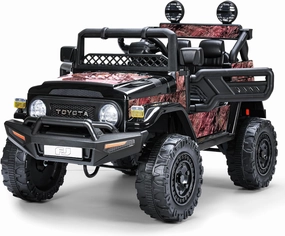 Licensed FJ Cruiser 12V 7AH Ride On Truck, Electric Car for Toddlers w/Remote Control, LED Lights, Spring Suspension, Bluetooth Speaker, FM Radio, Battery Powered Cars for Kids to Drive