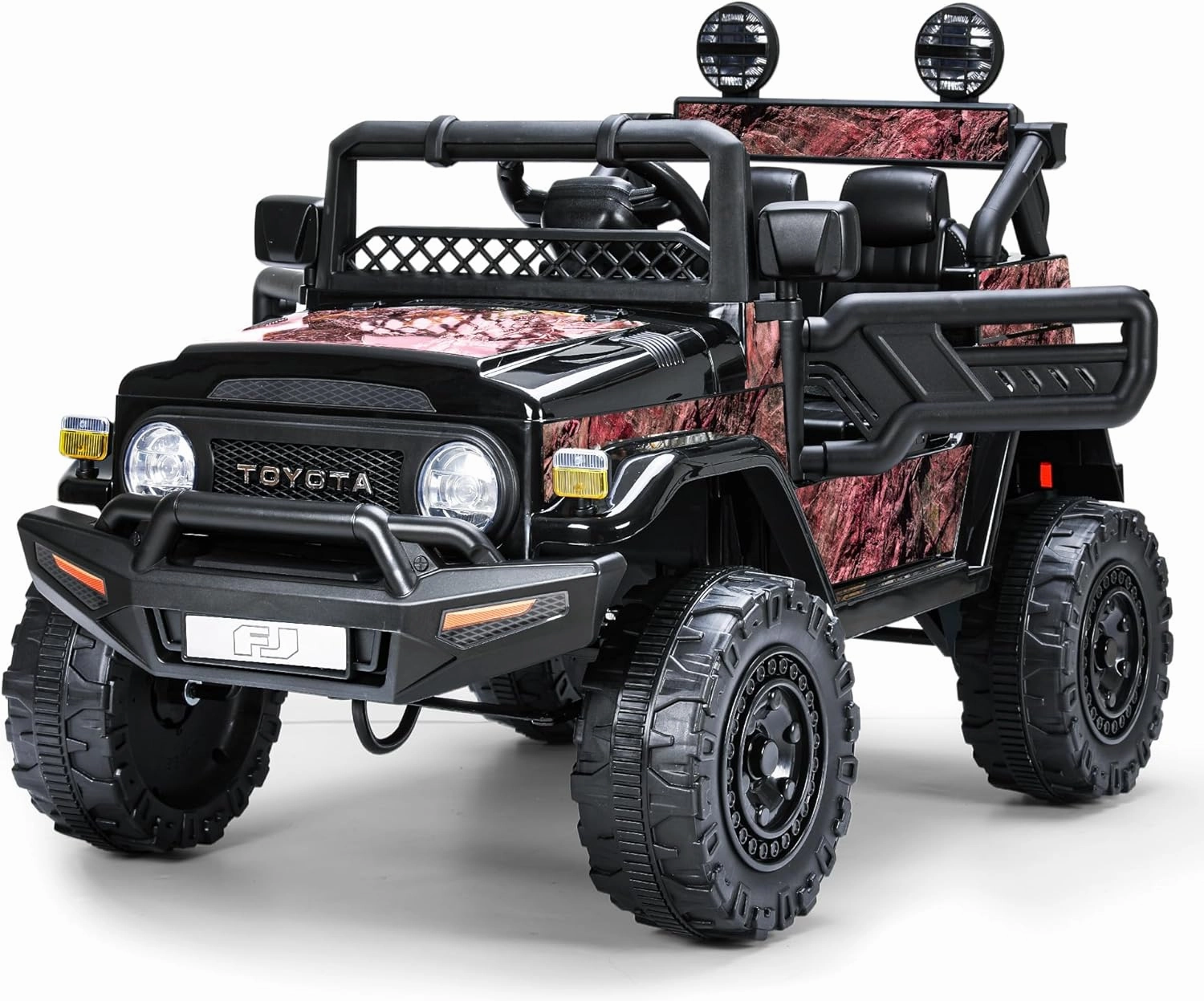Licensed FJ Cruiser 12V 7AH Ride On Truck, Electric Car for Toddlers w/Remote Control, LED Lights, Spring Suspension, Bluetooth Speaker, FM Radio, Battery Powered Cars for Kids to Drive