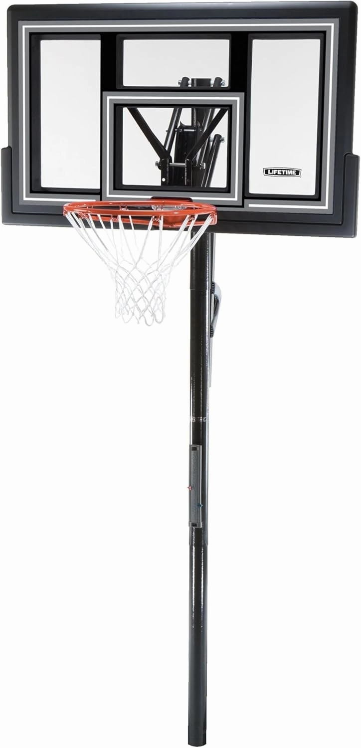 Lifetime 1084 Height Adjustable In Ground Basketball System, 50 Inch Shatterproof Backboard