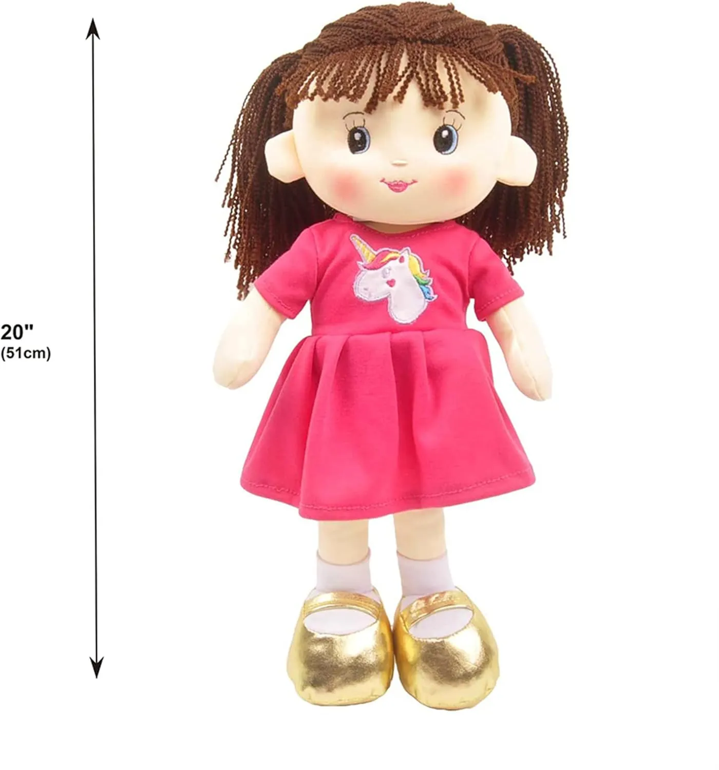 Linzy Toys, 16'' Pink Laura Soft Plush Rag Doll, Sleeping Cuddle Buddy for Toddlers, Infants and Babies , Muñecas de trapo para niña, First Doll for Kids, Safe for All Ages.