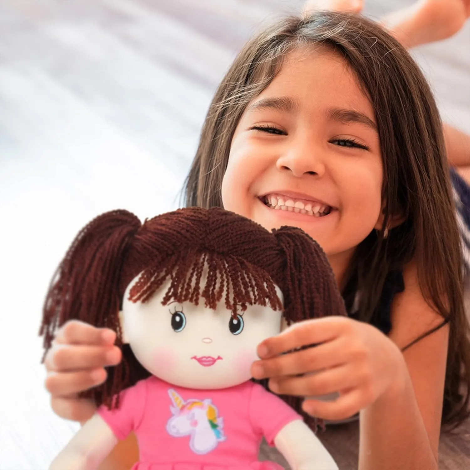 Linzy Toys, 16'' Pink Laura Soft Plush Rag Doll, Sleeping Cuddle Buddy for Toddlers, Infants and Babies , Muñecas de trapo para niña, First Doll for Kids, Safe for All Ages.