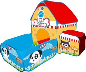 Little Tikes: 4-in-1 Dog Park & Pet Shop Ballpit - Pop Up Tent & Tunnel, 20 Balls, 2 Inflatable Dogs, Pretend Play Shop, Toddler & Kids Ages 3 