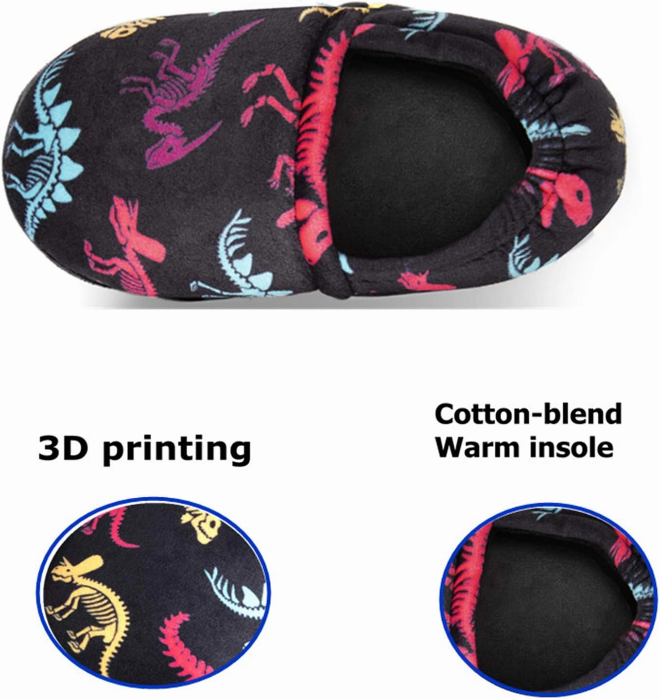 Little Kids Big Boys House Slippers, Kids Fur Lined Warm Slip On Home Slippers Cute Winter Nonslip Indoor Dinosaur Slippers