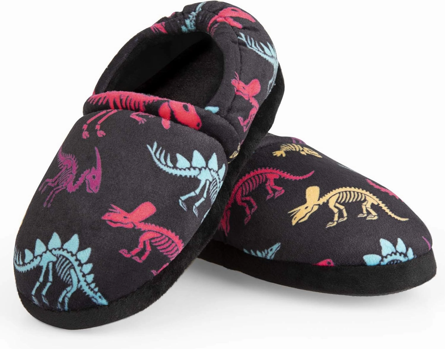 Little Kids Big Boys House Slippers, Kids Fur Lined Warm Slip On Home Slippers Cute Winter Nonslip Indoor Dinosaur Slippers