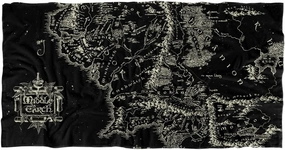 LOGOVISION The Lord of The Rings 30"x60" Black Map of Middle Earth Beach Towel