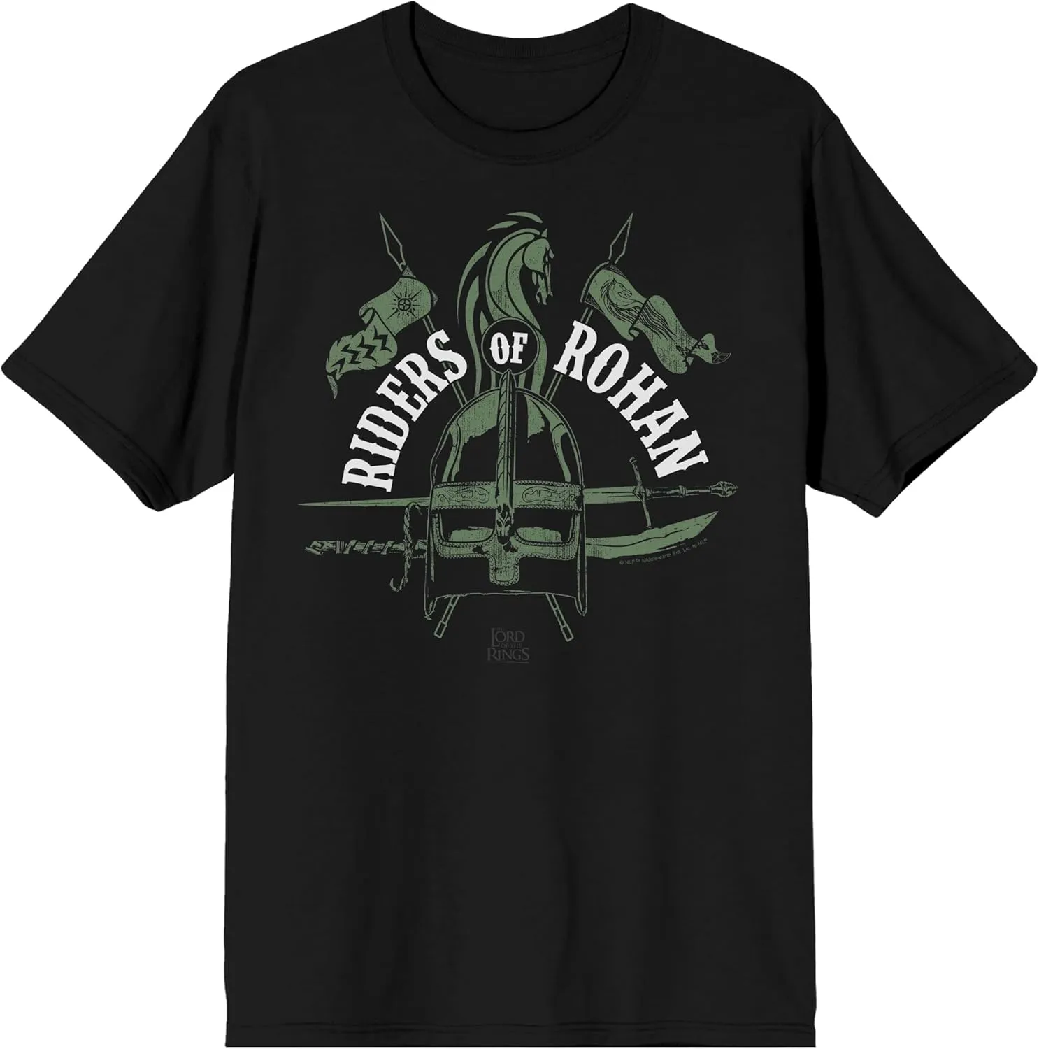 Lord of The Rings Riders of Rohan Adult Black Crew Neck Short Sleeve T-Shirt