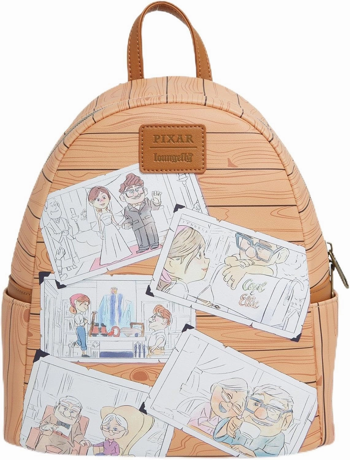 Loungefly Disney Pixar Up Carl & Ellie Photos Mini Backpack BROWN NONE