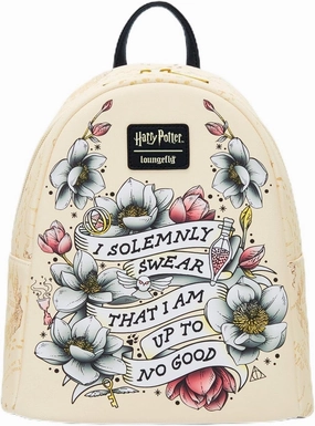Loungefly Harry Potter Marauder's Map Floral Mini Backpack BLACK NONE