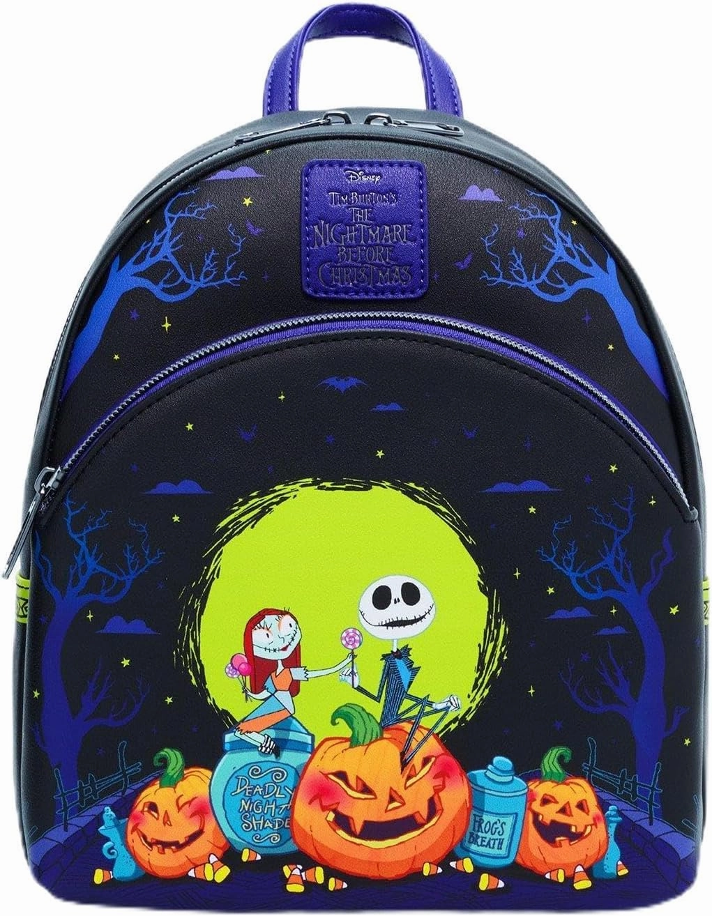Loungefly The Nightmare Before Christmas Jack & Sally Pumpkins Mini Backpack BLACK NONE