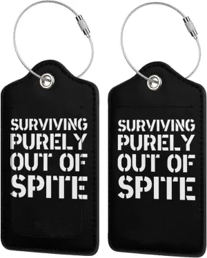 Luggage Tag Surviving Purely Out of Spite Pu Leather Identifiers Id Tag Bag Suitcase Labels
