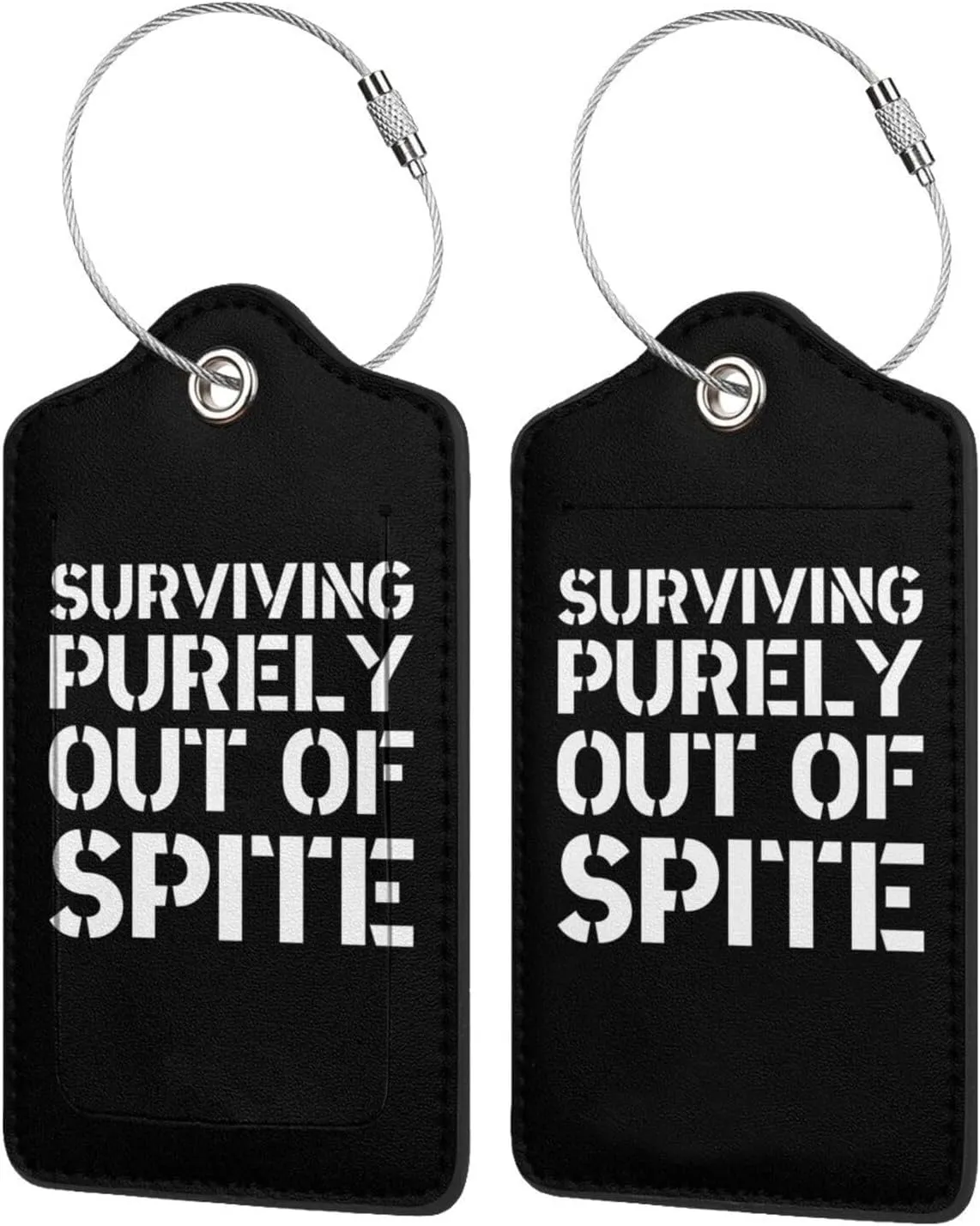Luggage Tag Surviving Purely Out of Spite Pu Leather Identifiers Id Tag Bag Suitcase Labels