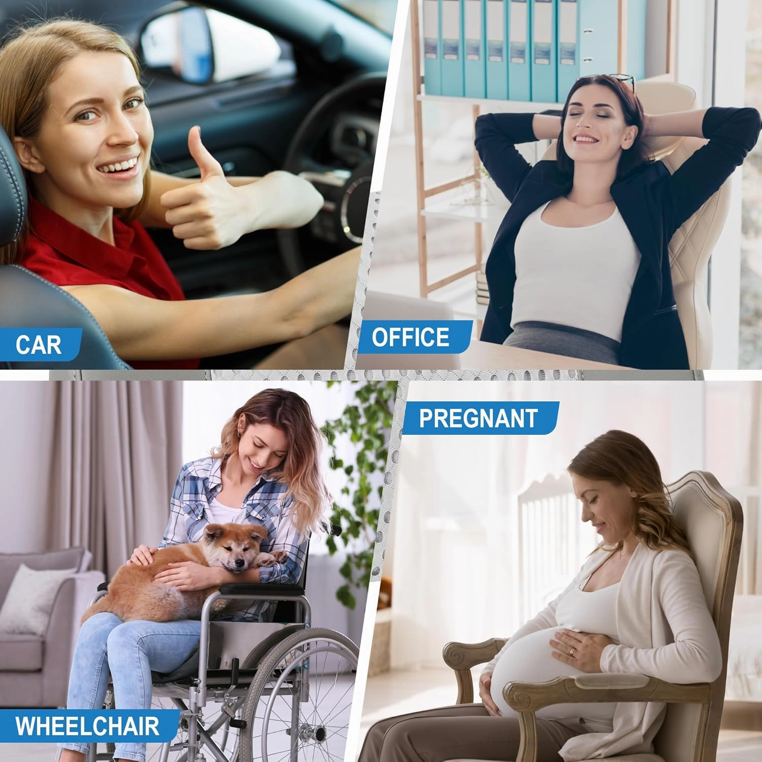Lumbar Support Pillow for Car, Memory Foam Lumbar Pillow for Lower Back Pain Relief - Back Cushion for Driving, Chair Support for Car-Office Chair, Wheelchair - 4D Mesh Gray