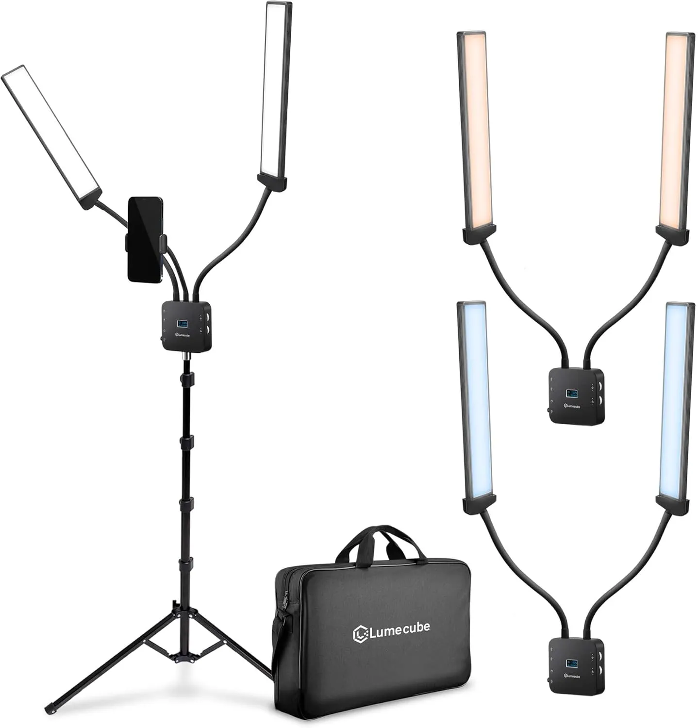 Lume Cube Flex Light Pro - Portable Dual LED Lamp with Tripod and Phone Holder Mount | Flexible 2-Point LED Lights for Tattoo Artists, Beauticians, aestheticians, lash Artists, and Content Creators