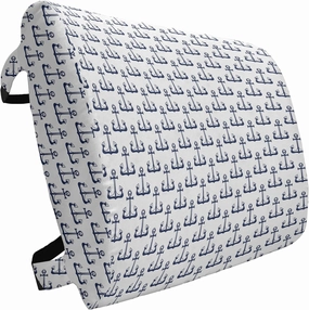 Lunarable Nautical Lumbar Back Support Pillow, Dark Colored Vintage Marine Theme Ship Anchor Heraldic Sea Element Pattern, High Density Foam for Office Chairs Car Seats, 14" x 13", Dark Blue White