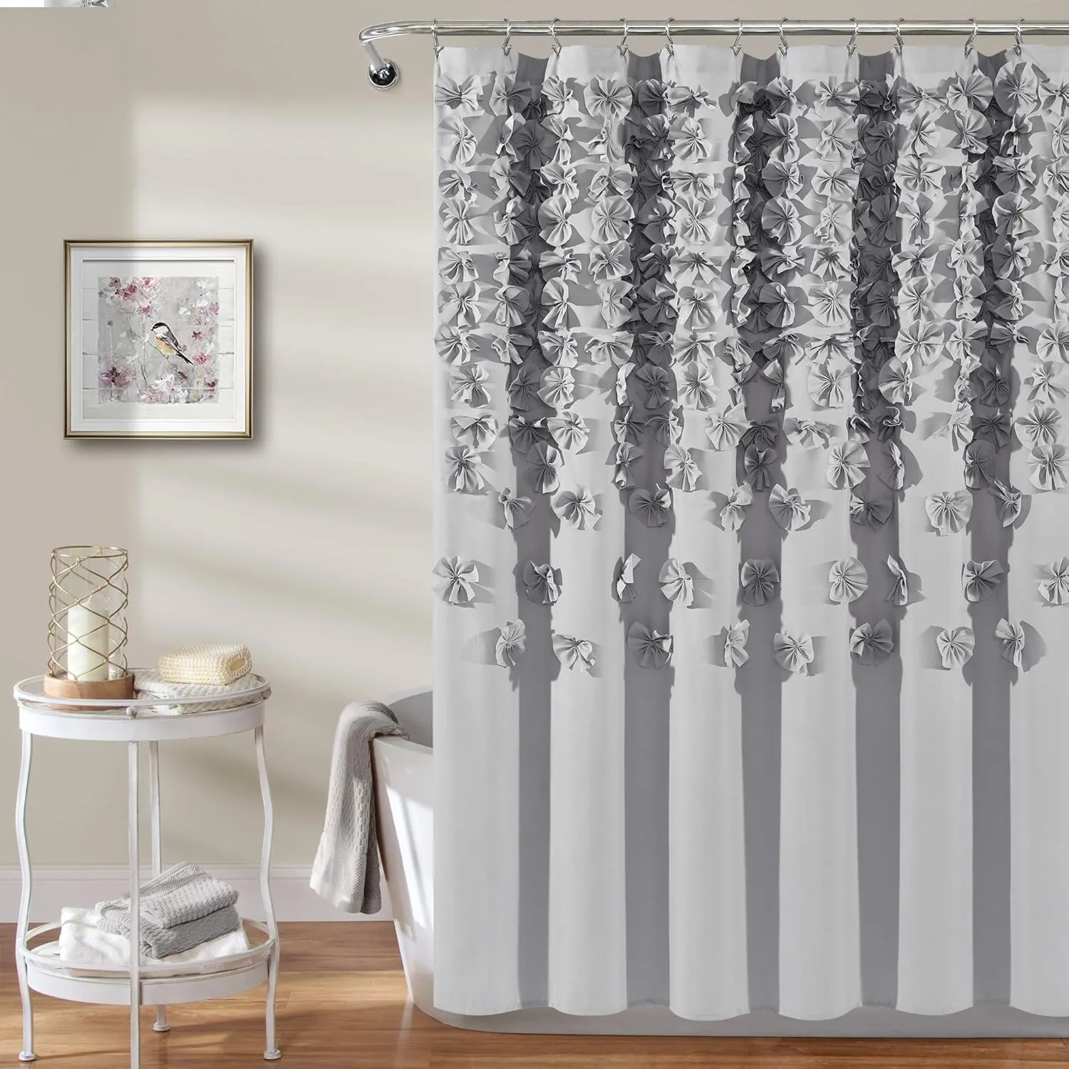 Lush Decor Lucia Shower Curtain, 72" x 72", Light Gray