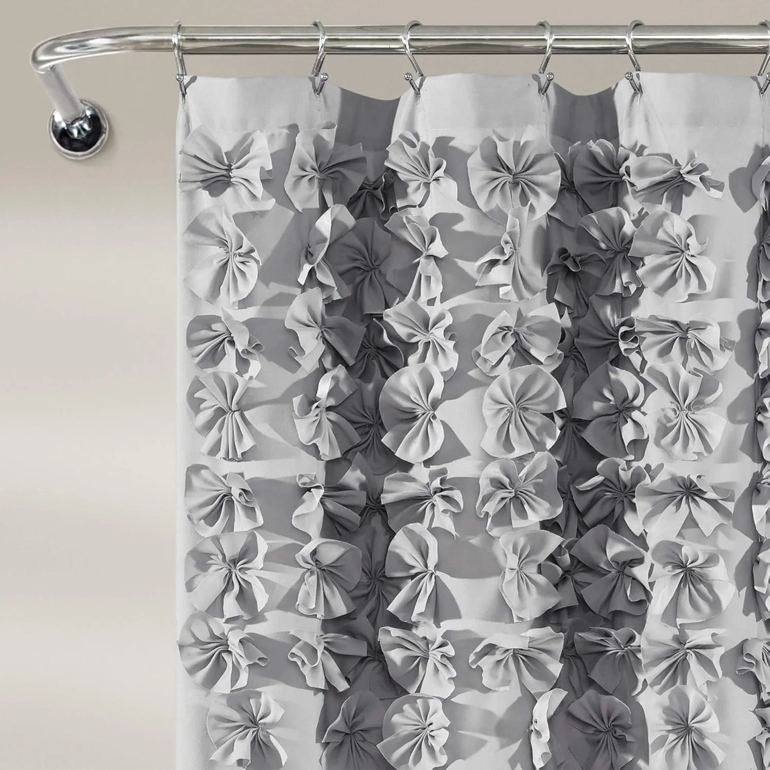 Lush Decor Lucia Shower Curtain, 72" x 72", Light Gray