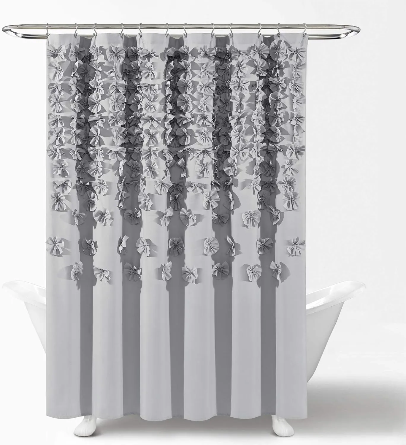 Lush Decor Lucia Shower Curtain, 72" x 72", Light Gray