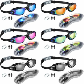 Macarrie 6 Pack Swimming Goggles No Leaking Anti Fog UV Protection Swim Glasses for Men Women Adult Youth