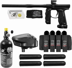 Maddog Empire Mini GS Electronic Full Auto Paintball Gun Marker w/ 48/3000 HPA Paintball Tank, Empire Halo Too Electronic Loader, 4-Pod Harness & (4) Pods Starter Package