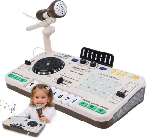 Magic4U Kids DJ Mixer, Toddler Rechargeable DJ Set with Lights, Sound Effect, Demo Songs and Reaction Music Games, Musical Toys Birthday Party Gift for 3-9 Years Old Girls Boys