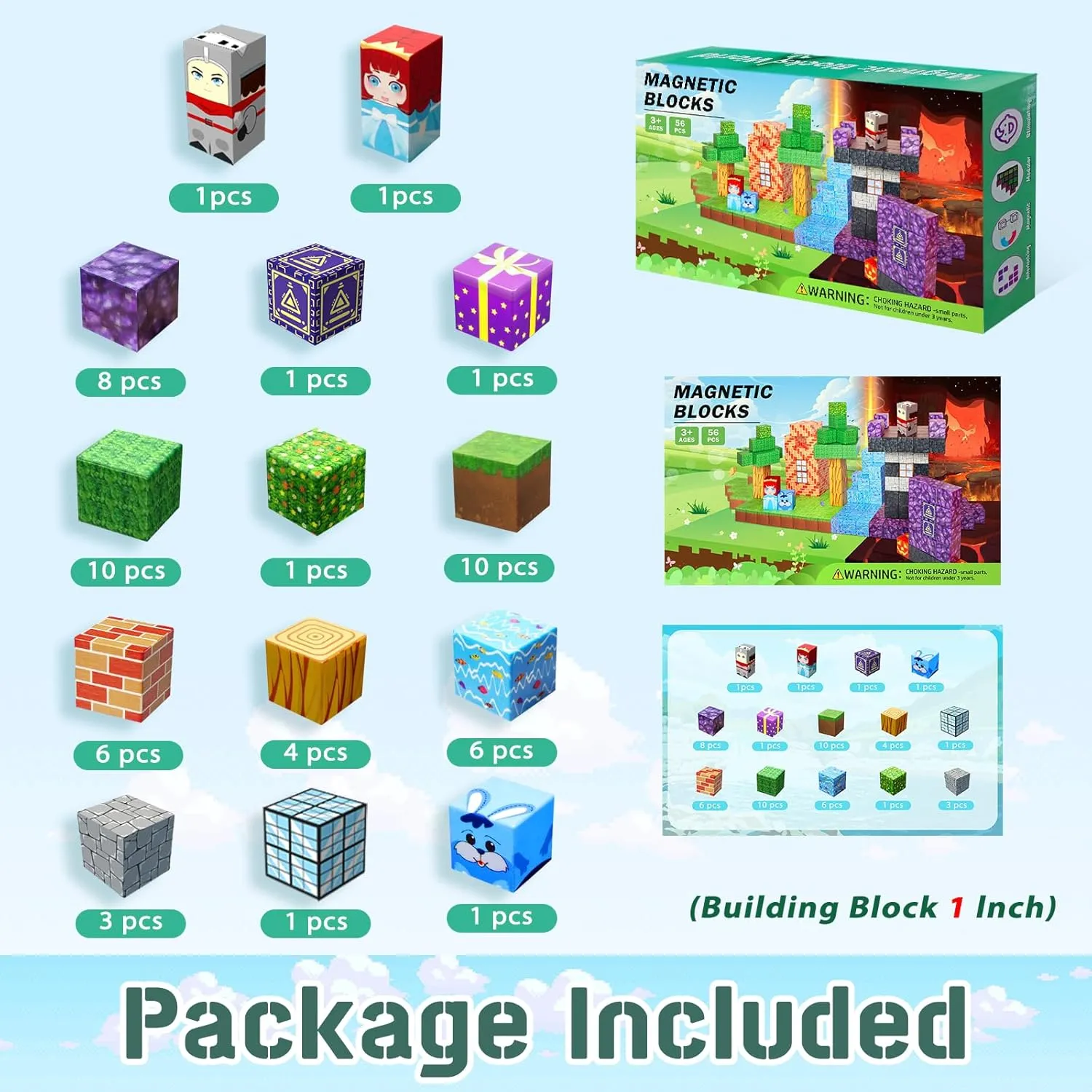 Magnetic Blocks -Adventure at Lava World Blocks Set - Magnetic Cubes Building Blocks Toys for Halloween Christmas Birthday Gift - STEM Sensory Toys for 3  Years Old Girl Boys