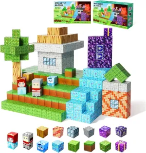 Magnetic Blocks -Adventure at Lava World Blocks Set - Magnetic Cubes Building Blocks Toys for Halloween Christmas Birthday Gift - STEM Sensory Toys for 3  Years Old Girl Boys