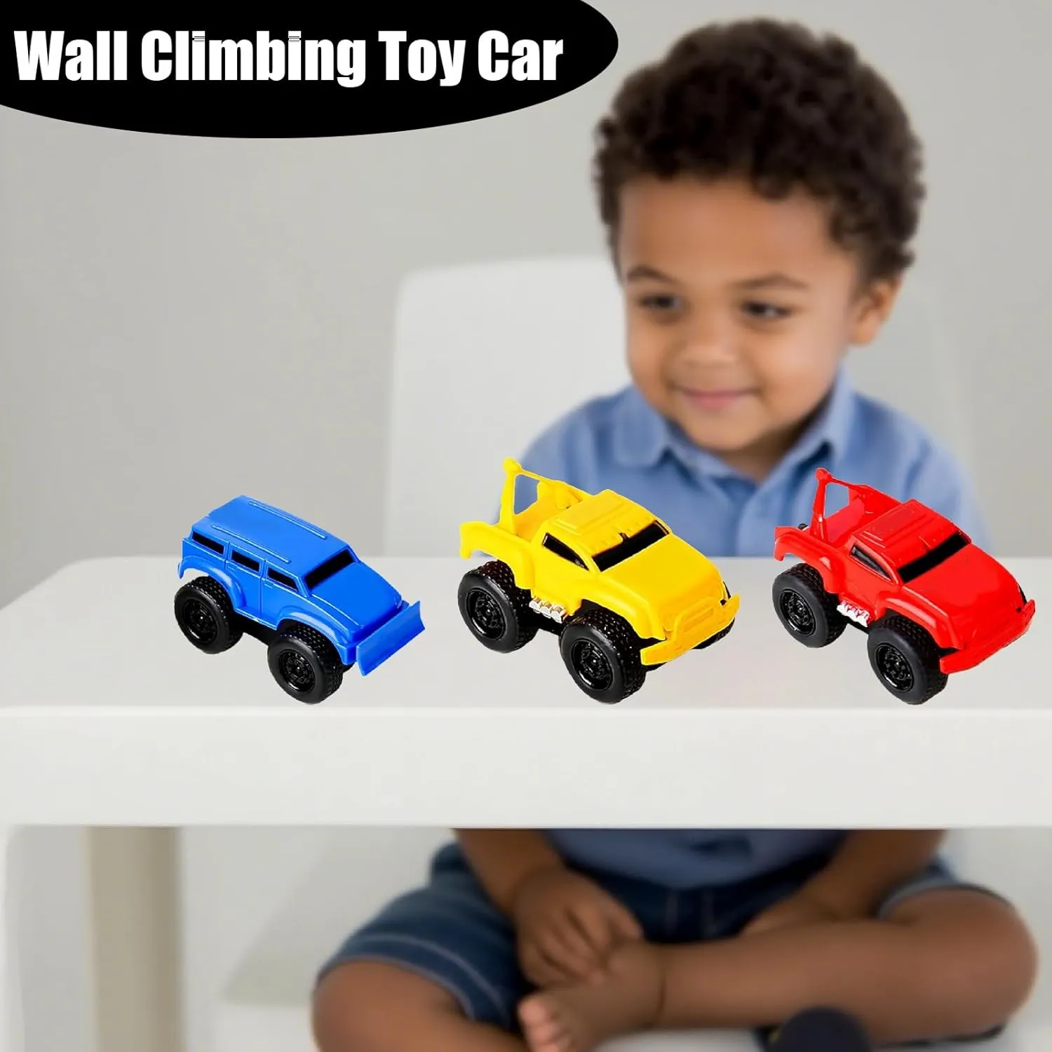 Magnetic Wall Climbing Toy Car, Wall Climbing Toy Car, 2025 Upgraded Magnetic Wall Climbing Cars, Travel on Vertical Surfaces Such as Walls and Ceilings (Runway Style   Red/Yellow/Blue)