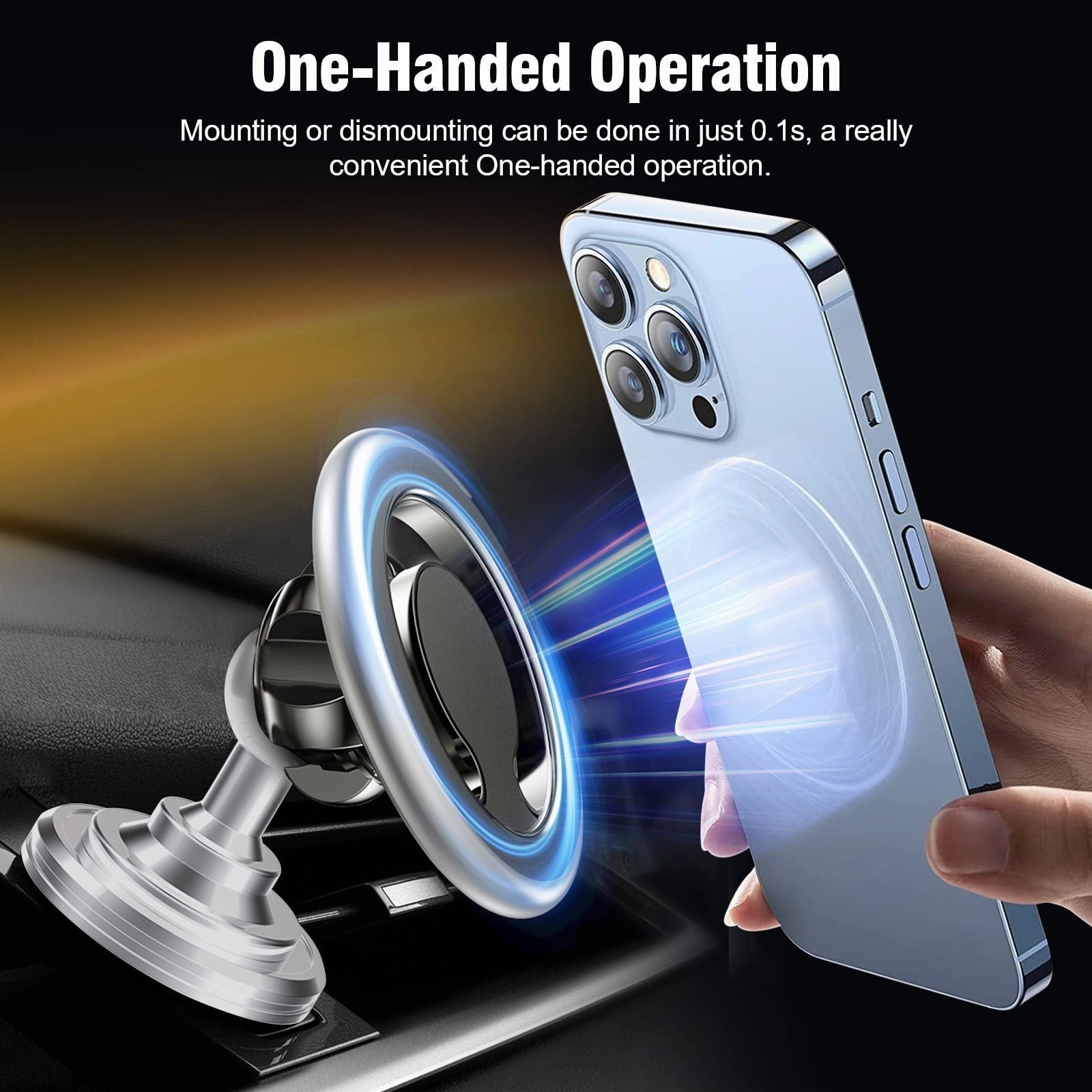 Magnetic Phone Car Mount, TSV 360 Rotation Dashboard Phone Holder for Car with Strong Adhesive Stick, Magnet Car Phone Holder Mount Fit for iPhone 14 13 12 11 Pro SE XR XS, Samsung LG Phones