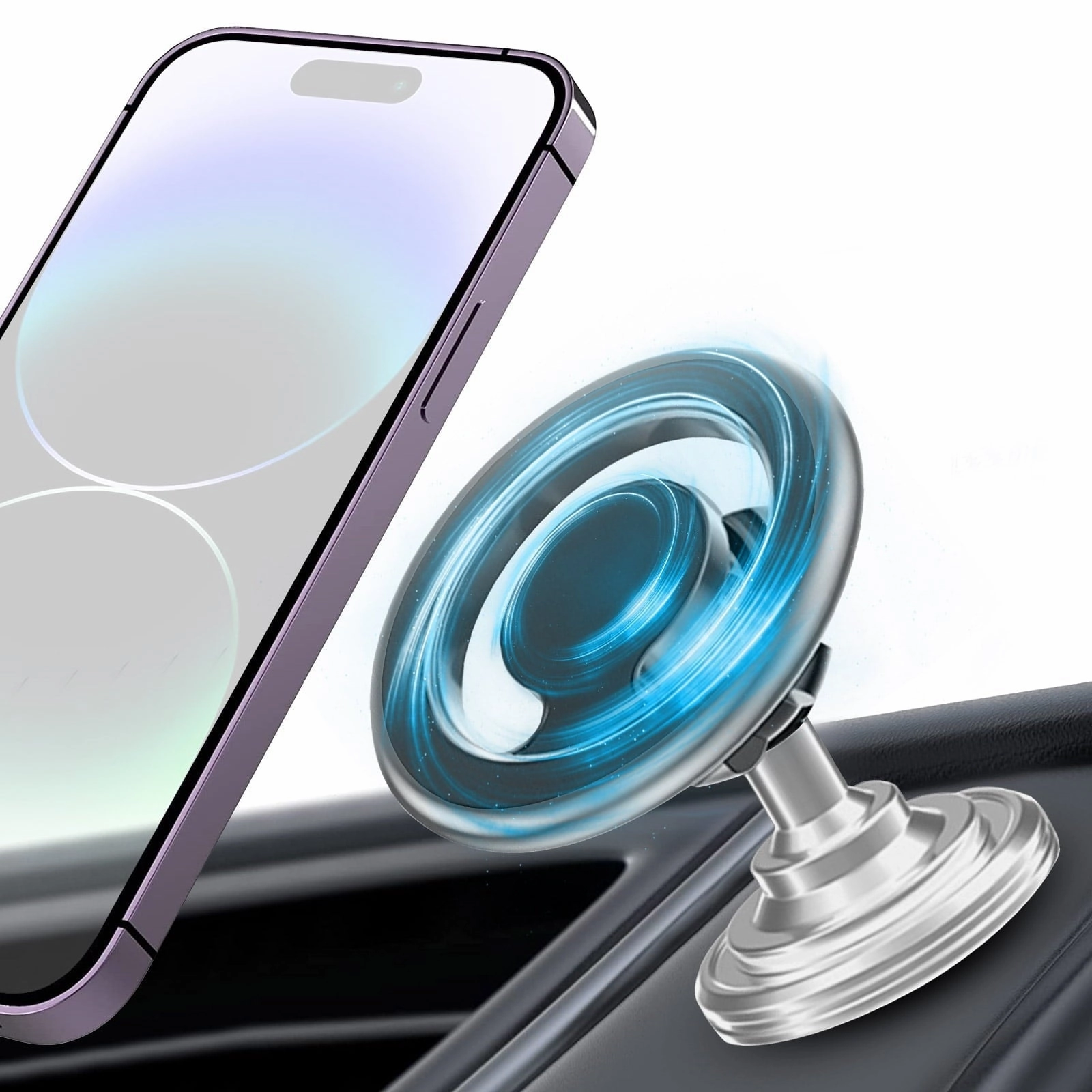 Magnetic Phone Car Mount, TSV 360 Rotation Dashboard Phone Holder for Car with Strong Adhesive Stick, Magnet Car Phone Holder Mount Fit for iPhone 14 13 12 11 Pro SE XR XS, Samsung LG Phones